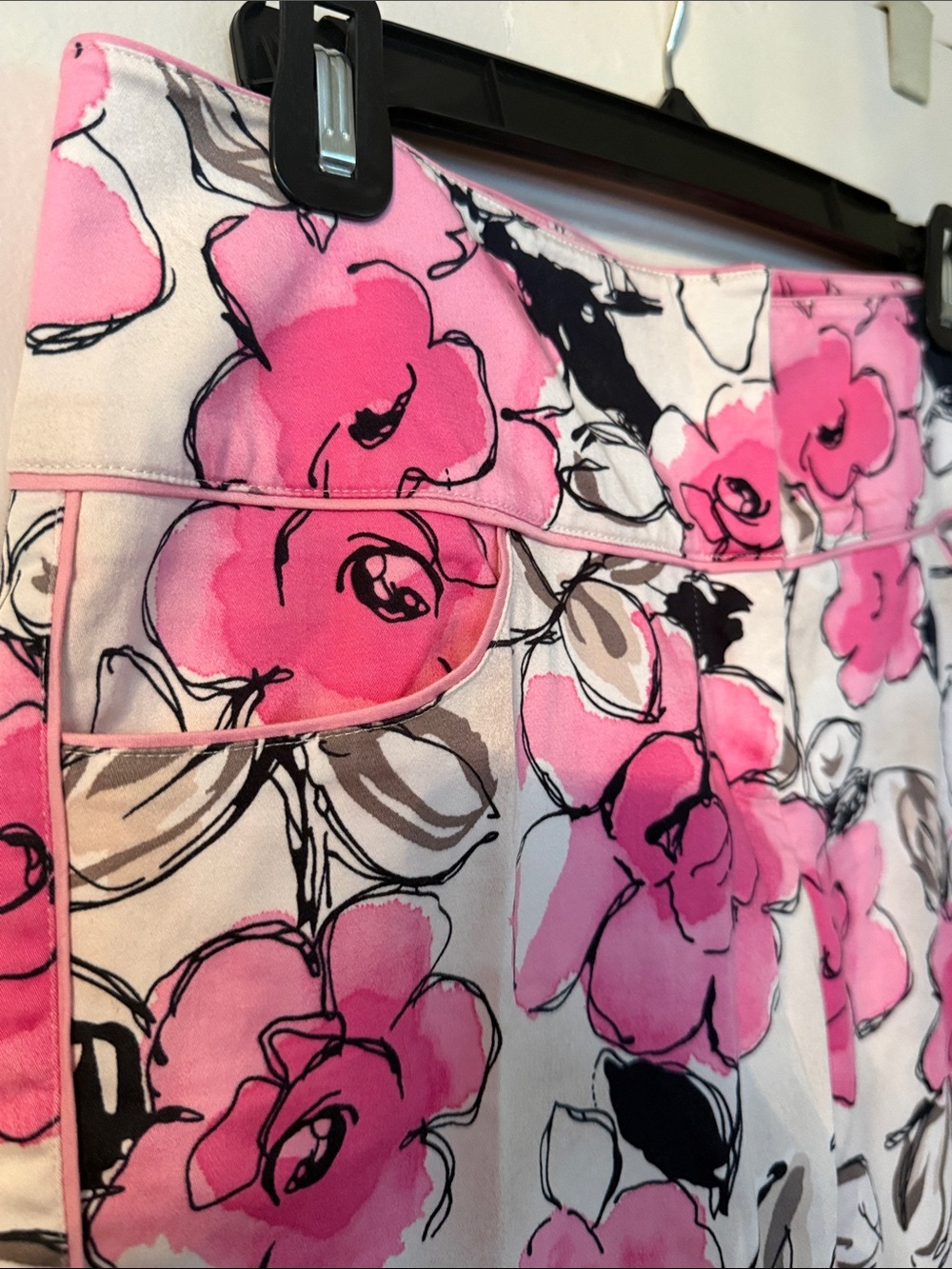 Cache Pink Floral Capris with Black & Gray Accents - Picture 3 of 7